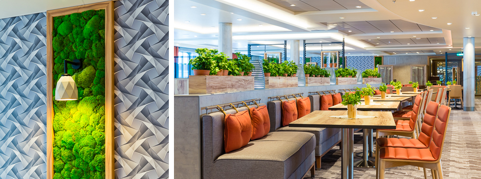 Restaurant room with tabel arrangements